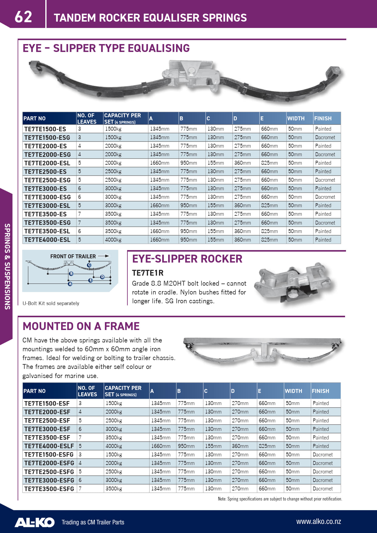 SPRINGS TANDEM AXLE CM Trailer Parts New Zealand Trailer Parts